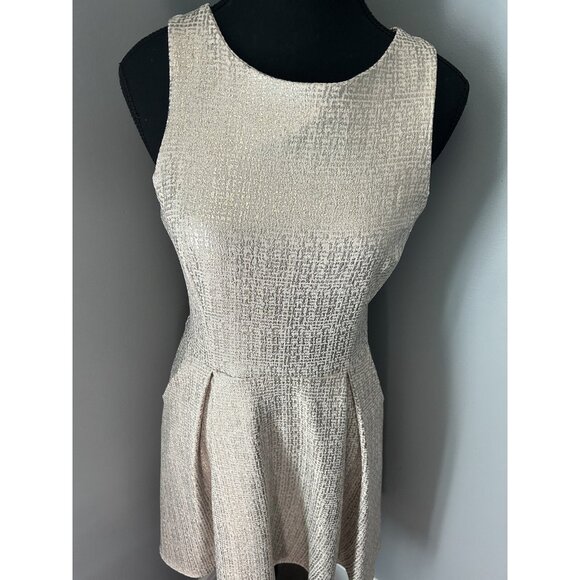 Dorothy Perkins women Sz 8 White Gold Shimmer Dress Pockets A Line Sleeveless - Picture 2 of 9